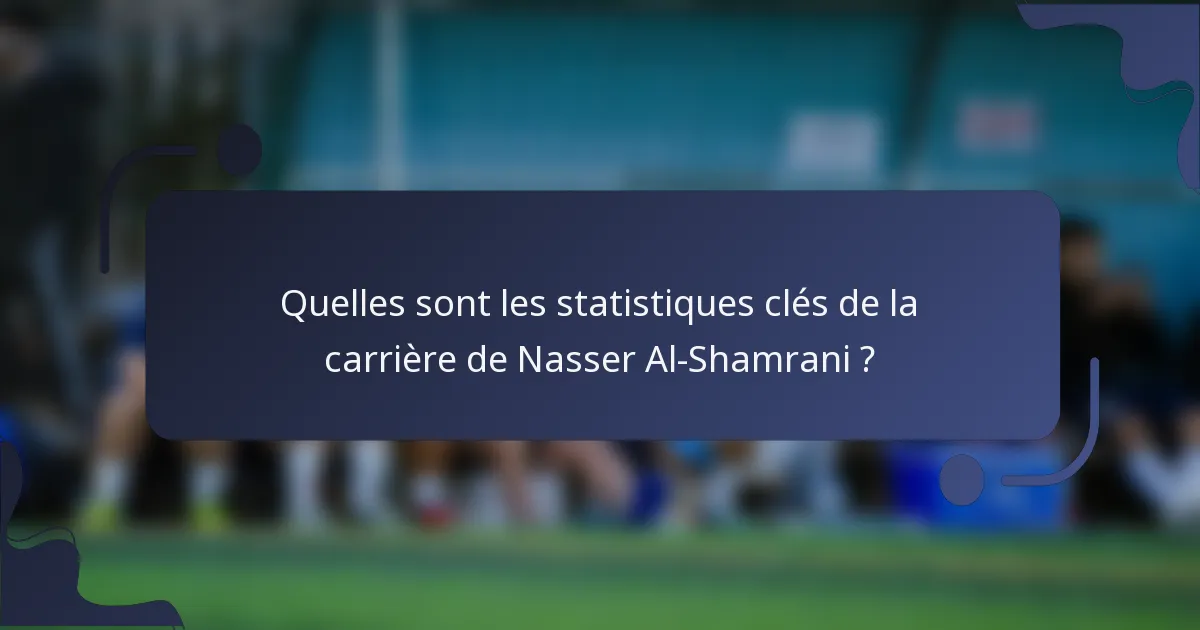 Quelles sont les statistiques clés de la carrière de Nasser Al-Shamrani ?